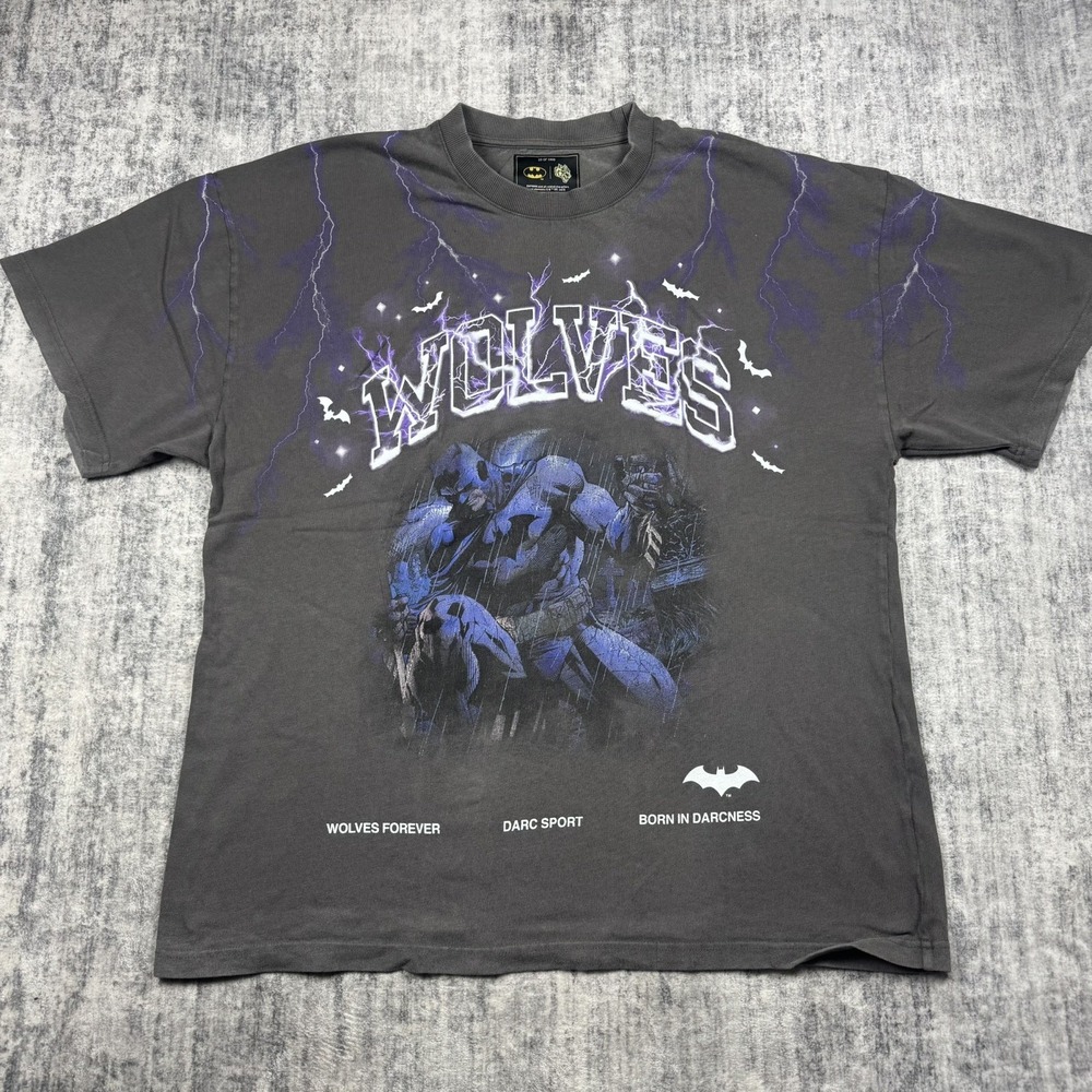Darc Sport x Batman Tee Shirt Mens Size XL Blue Lightning Wolves Club Oversized